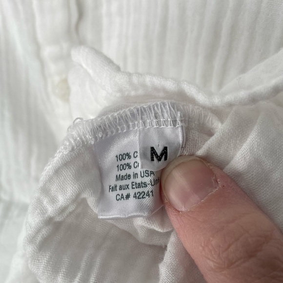 Stark x Cotton Gauze Pocket Button Down Shirt in White Size Medium Collared - Picture 6 of 8